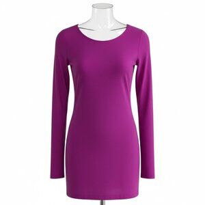 Hard Tail Forever Mini Dress Bodycon Bandage Long Sleeve Fuchsia Purple Size S